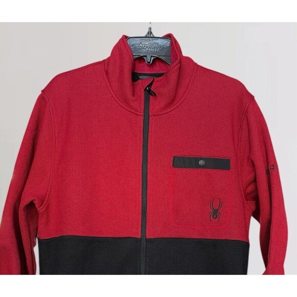 Spyder Men’s Size M Lightweight Full Zip Fleece Insulated Jacket Color Red/Black - Picture 4 of 13